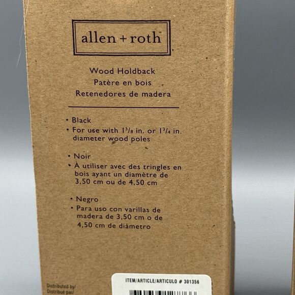 Pair Allen + Roth Wood Black Holdback  #301356 Home Decor Curtain Holder Tieback - Picture 7 of 10